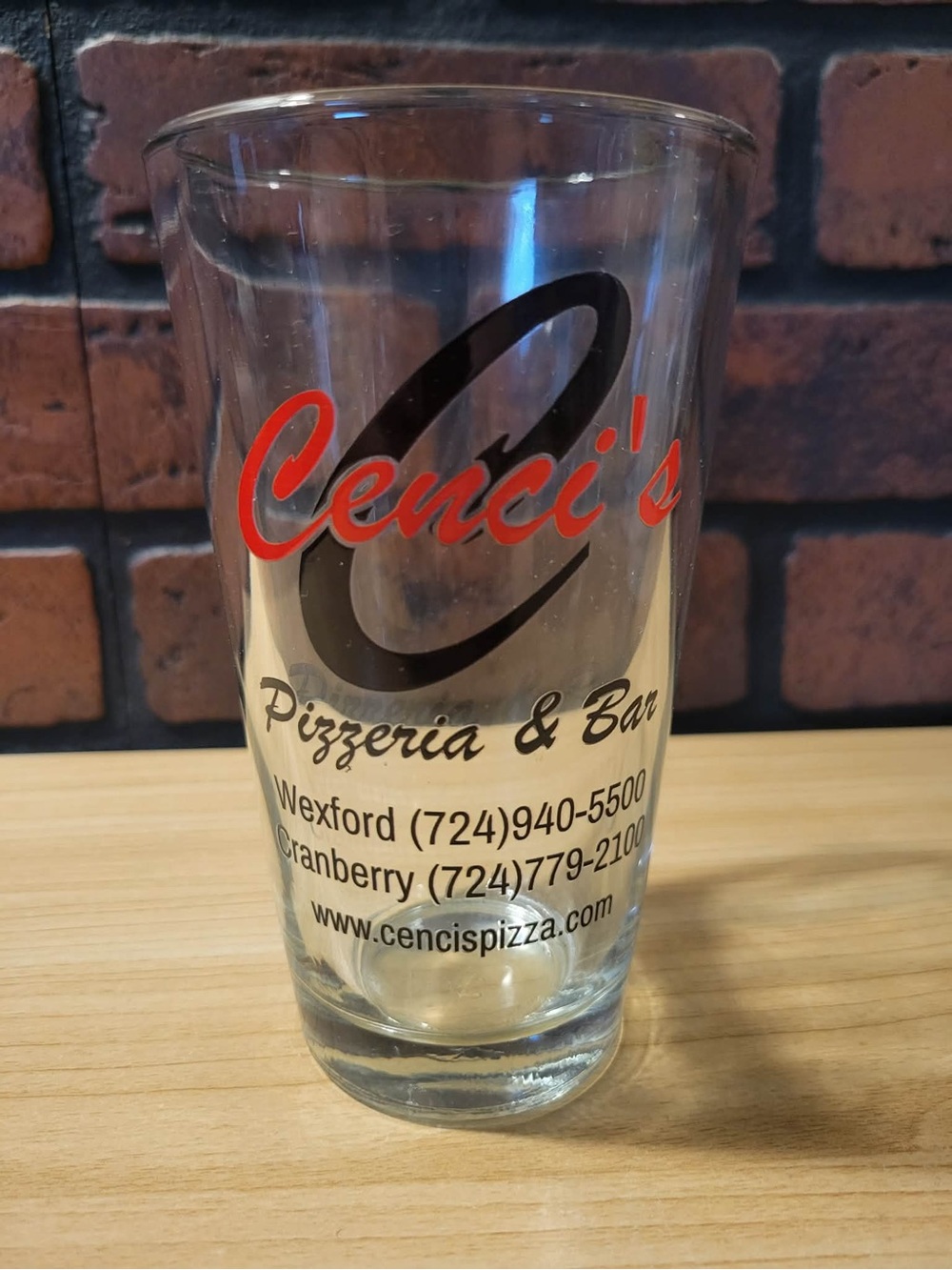 Cenci’s Pizzeria & Bar Wexford Cranberry Pint Glass Pittsburgh PA